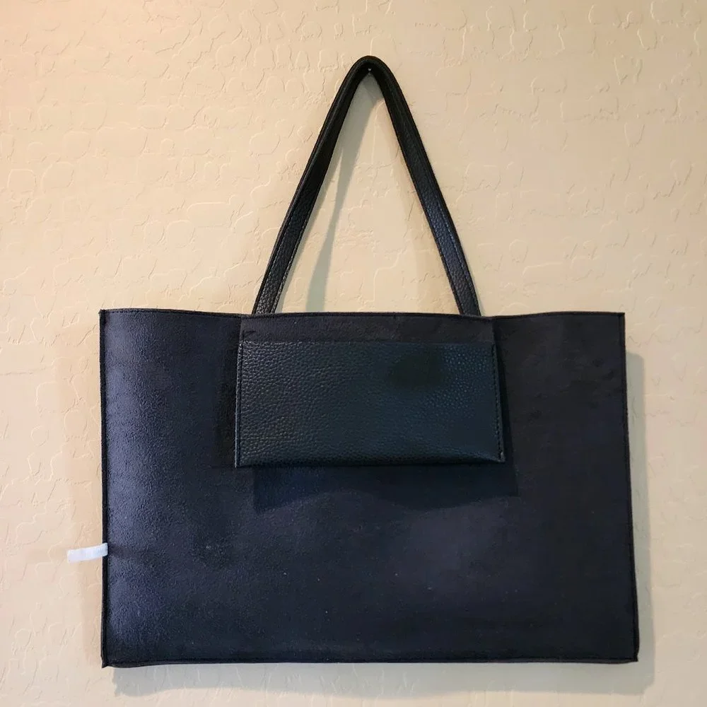 Vince Camuto Black Vegan Leather Purse Luck Tote Computer Shoulder Bag